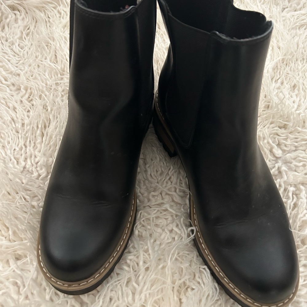 Moto boot with rubber sole. A fall fashion staple for 2023.